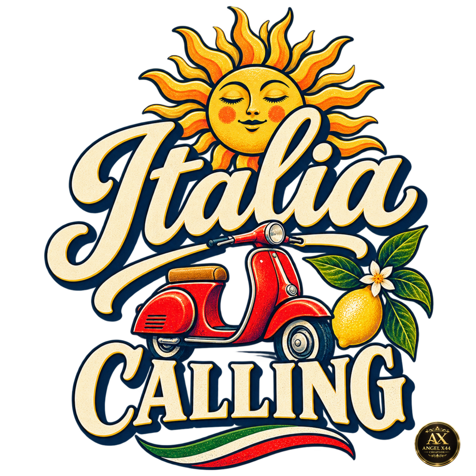 Design Italia Calling cu scuter vintage și atmosferă italiană