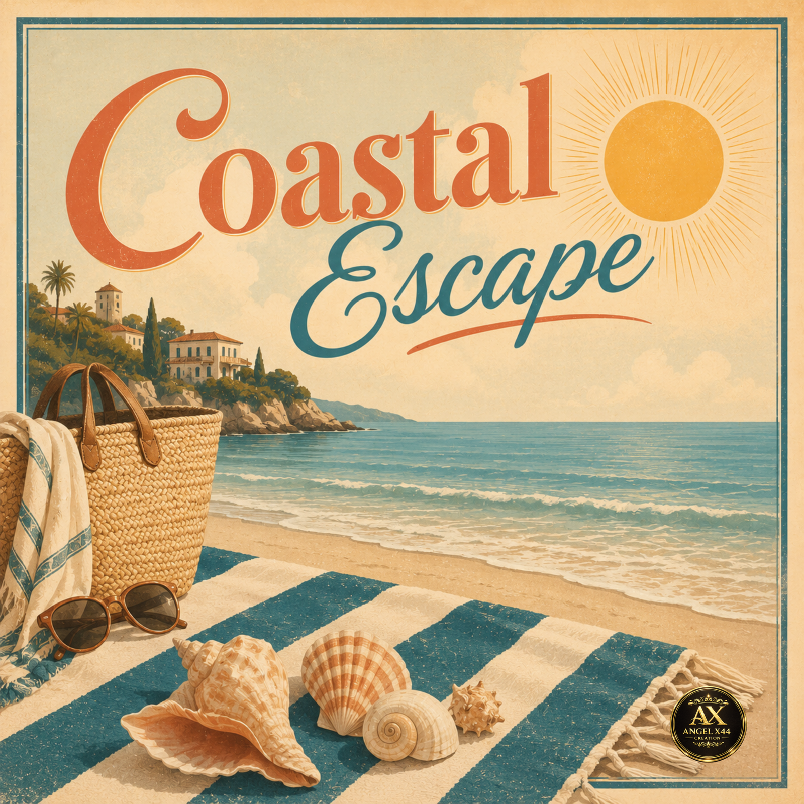 Poster Coastal Escape cu atmosferă de vacanță la malul mării