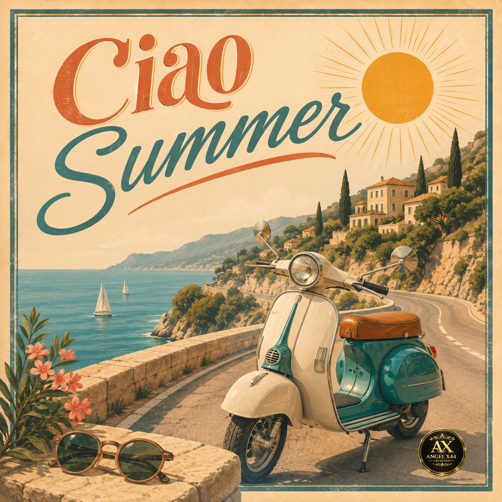 Poster retro Ciao Summer inspirat de vara italiană