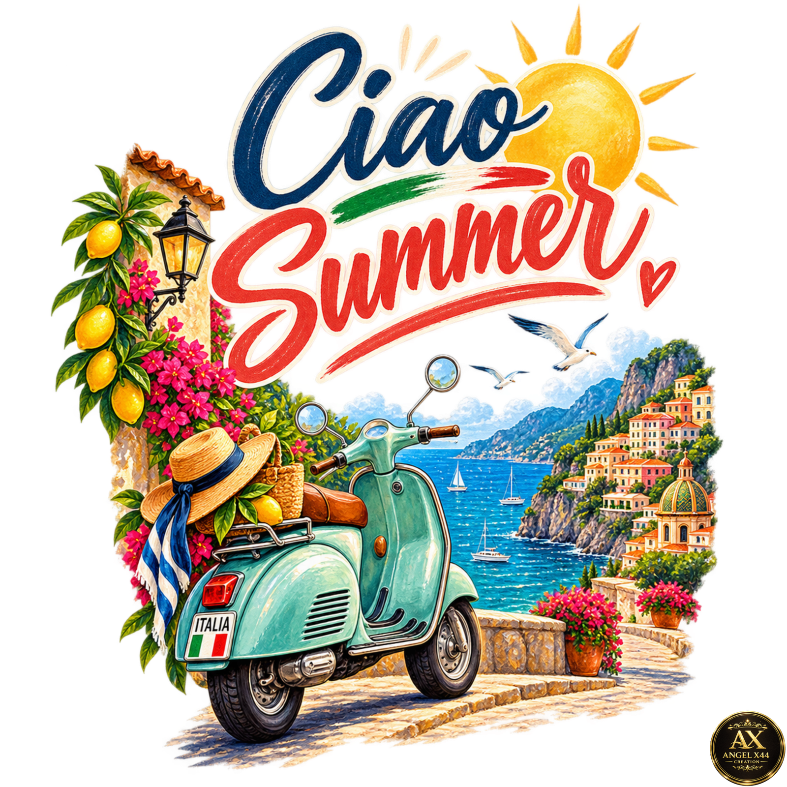 Design Ciao Summer cu influențe retro italiene