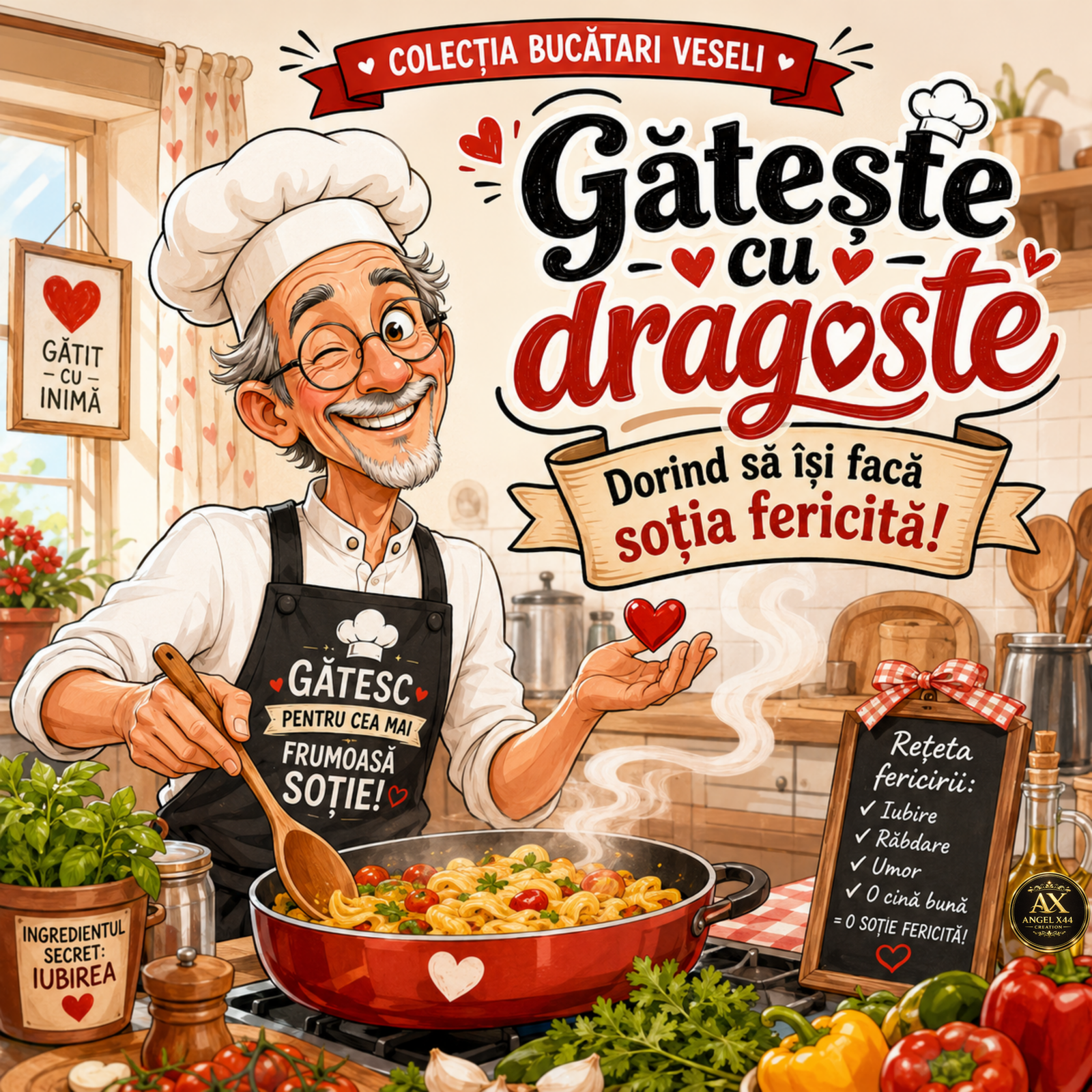 Poster Gatesc cu dragoste pentru sotia fericita