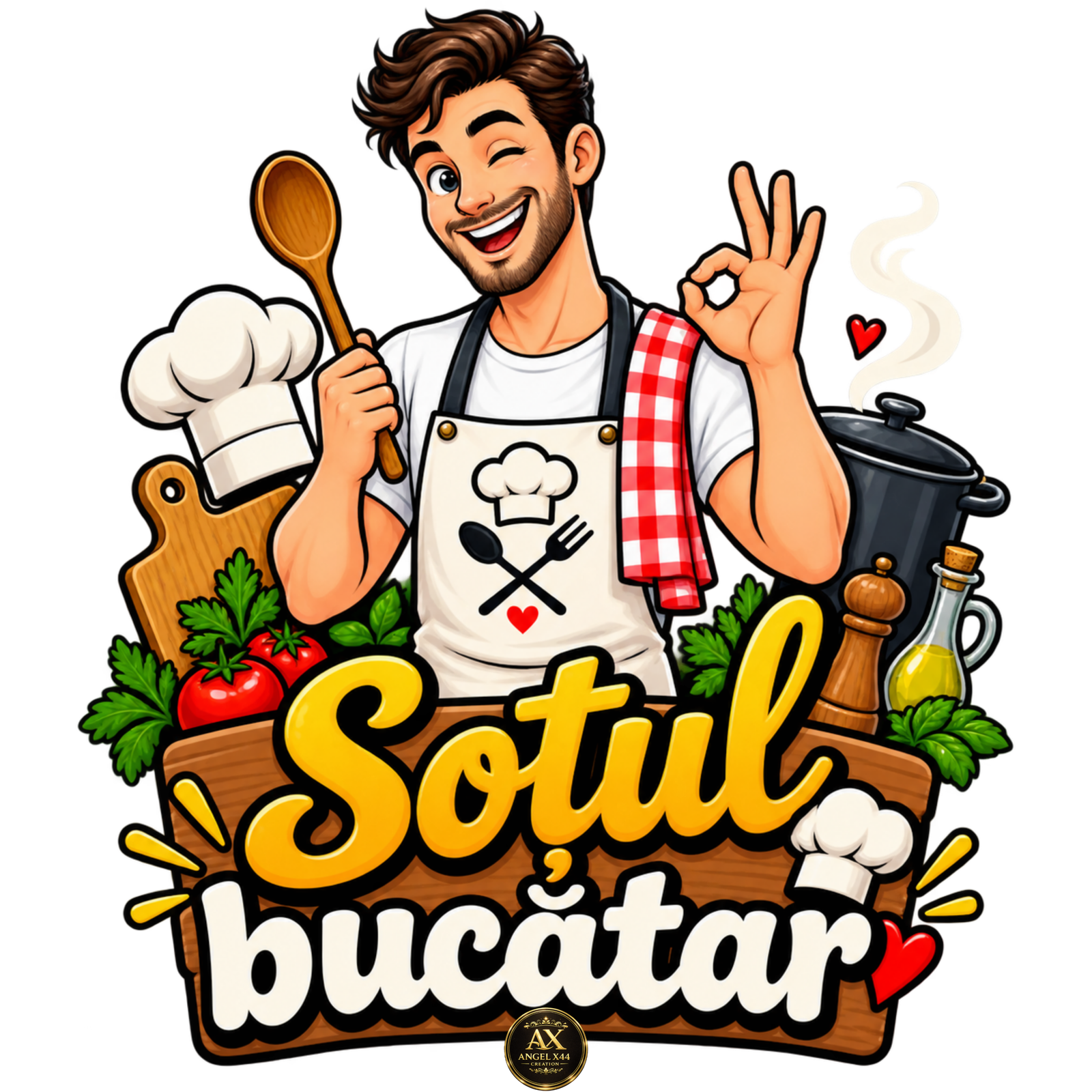 Sot pasionat de gatit cu mesajul Sotul bucatar