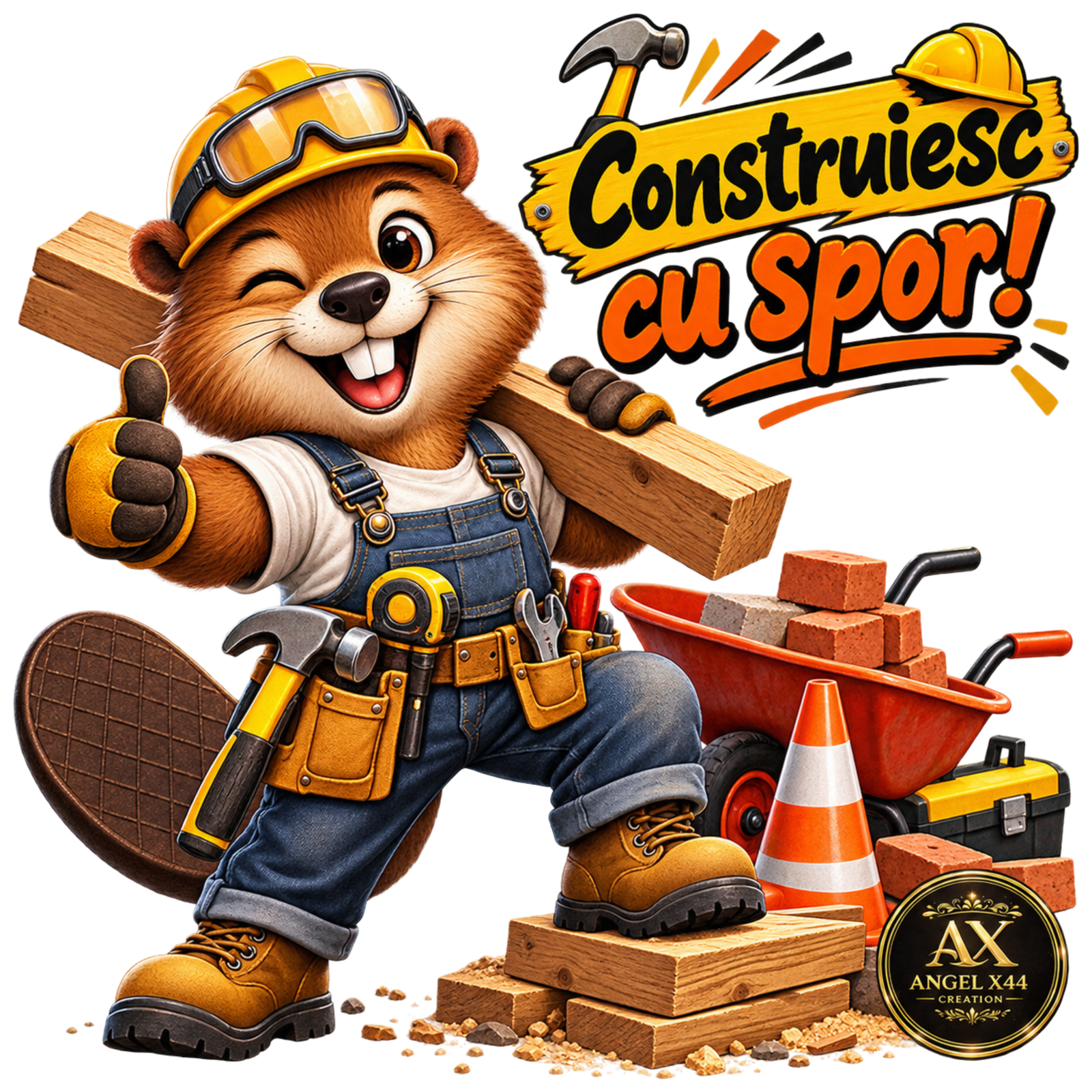 Castorul constructor cu unelte