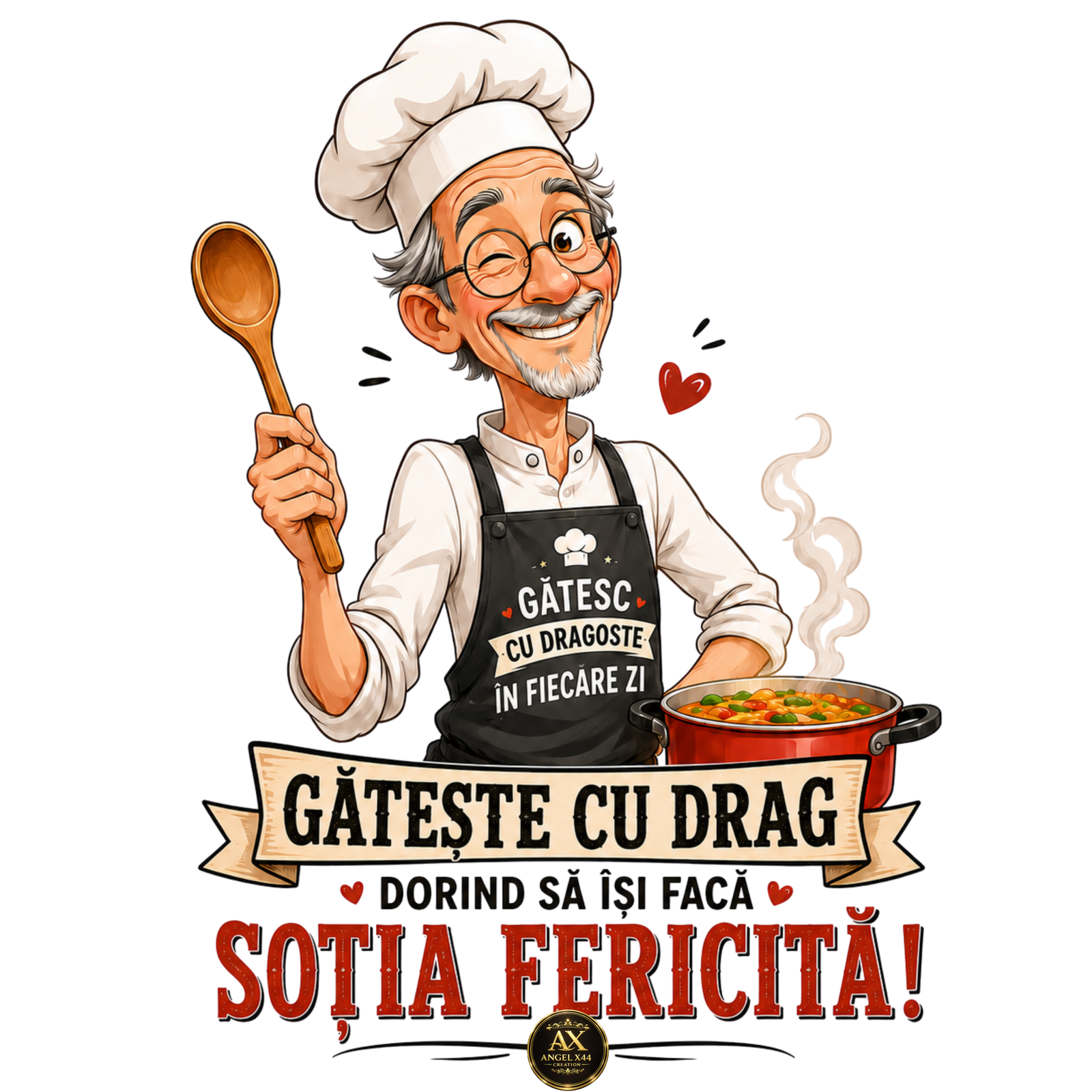 Bucatar care gateste cu drag pentru sotia fericita