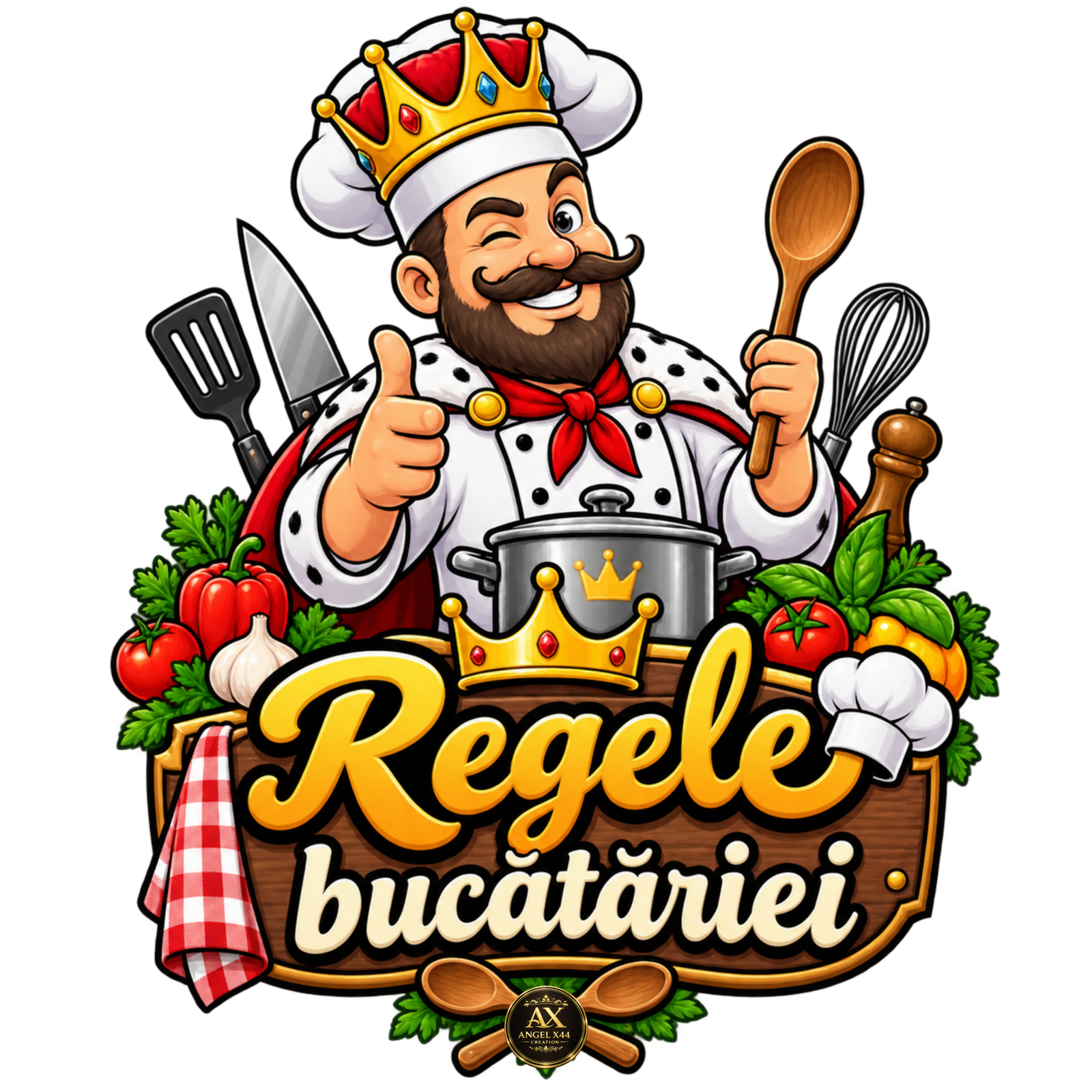 Bucatar cu coroana si mesajul Regele bucatariei