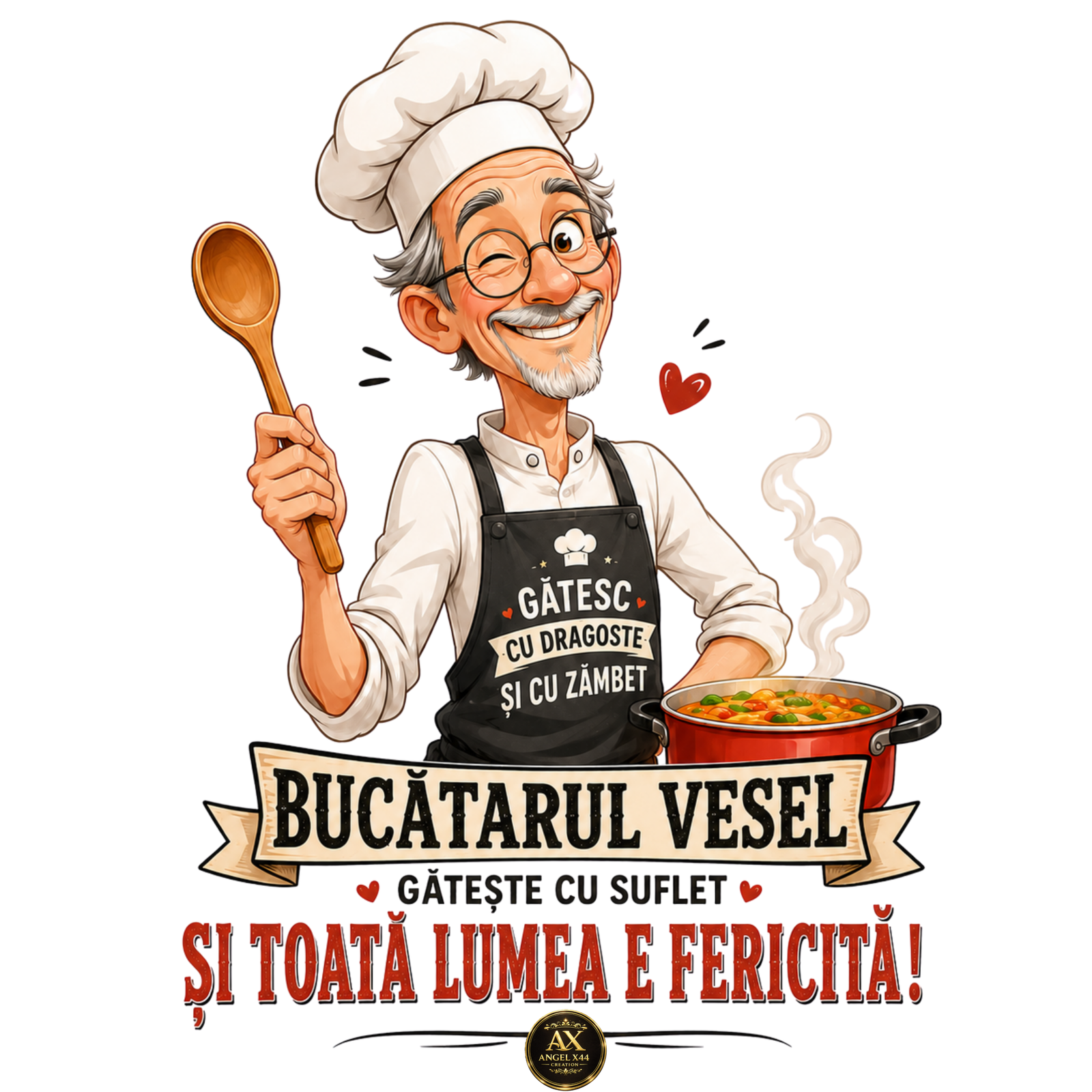 Bucatar vesel care gateste cu suflet