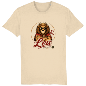 Tricou unisex natural cu design Zodia Leu – Rege solar