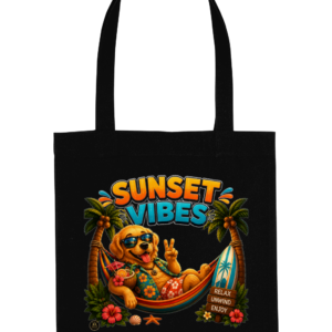 Sunset Vibes – geantă Tote din bumbac organic cu design tropical ANGEL X44