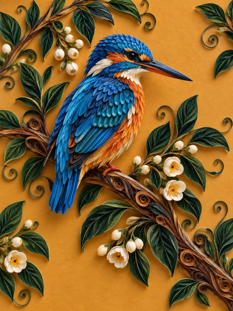 Tablou quilling Albastrul dintre ramuri
