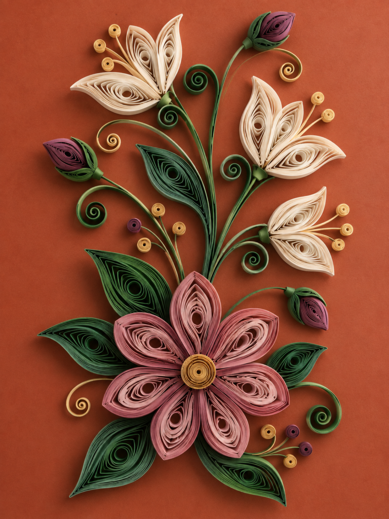 Floare de dor, tablou floral în stil quilling