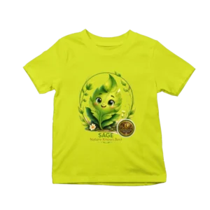 Tricou verde-lime pentru copii cu personaj vesel format din frunze