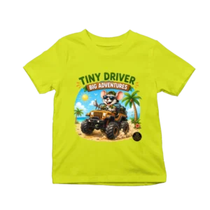 Tricou pentru copii cu șoricel conducând o mașină de teren