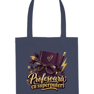 Sacoșă tote pentru profesoare cu designul Profesoară cu superputeri