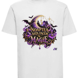 Tricou unisex alb cu designul „Noaptea asta facem magie”