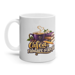 Cană ceramică pentru profesori cu designul Cafea răbdare și lecții