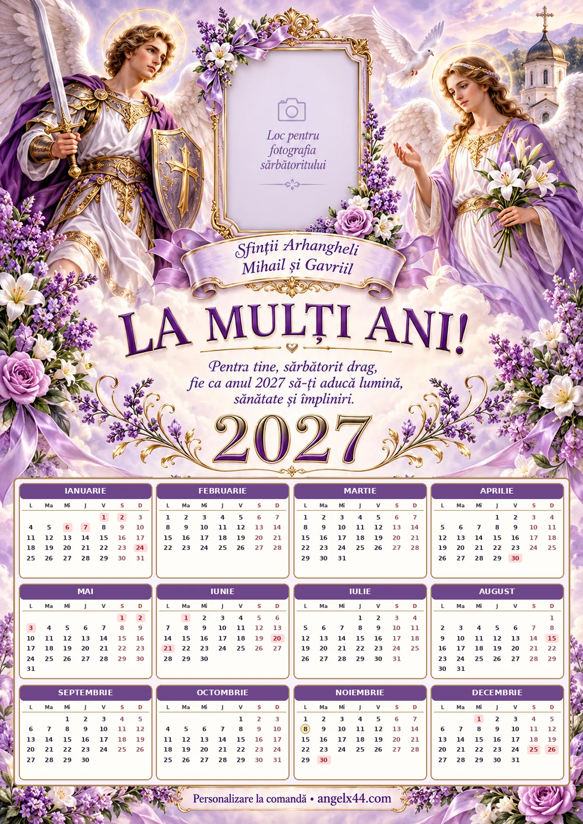 Calendar 2027 Arhangheli și lavandă